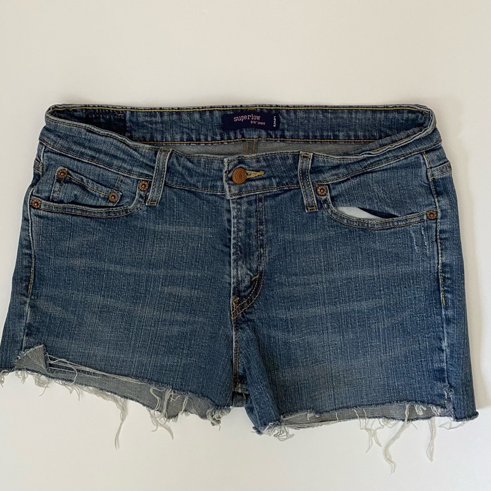 Levi's 518 Juniors Denim Blue Jeans Shorts super low stretch 11 Medium